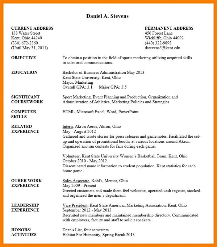 resume templates for students