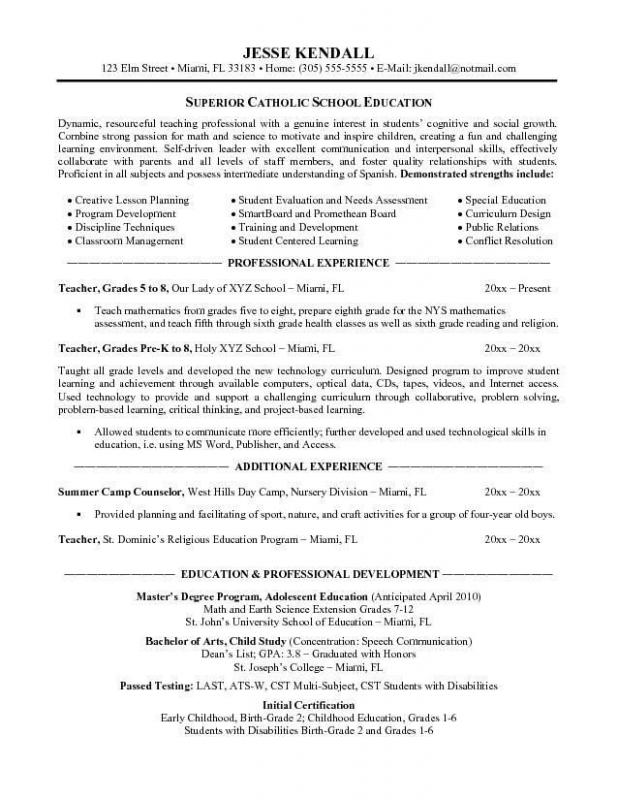 resume templates for teachers