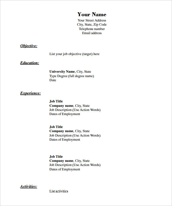 resume templates pdf