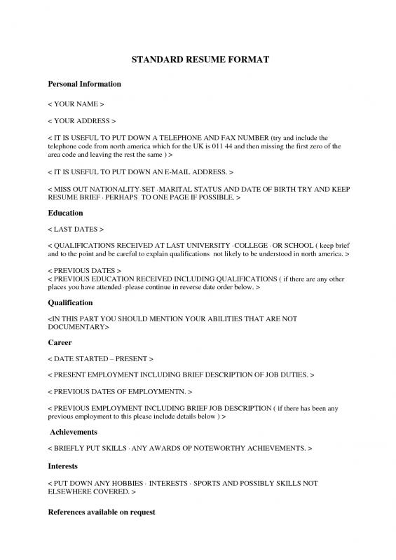 resume writing template