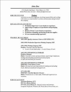 resumes for waitresses trainee resume