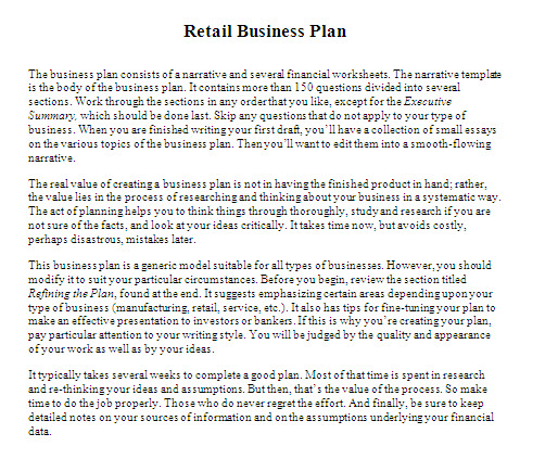 retail business plan