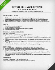 retail resume template retail manager combination resume sample