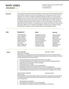 retail store manager resumes pic retail manager cv template example page