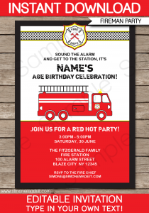 retirement party invitation template printable fireman invitation