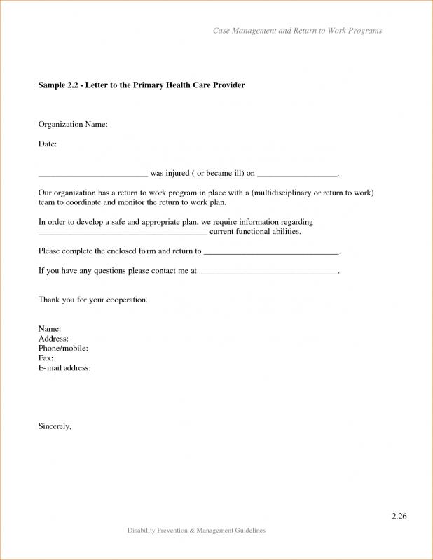 Return To Work Doctors Note Template Template Business