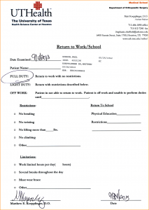 return to work with restrictions letter doctor note for work doctors note