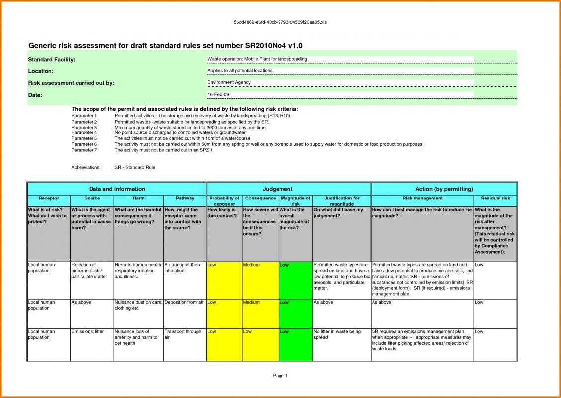 Risk Assessment Analysis Template 