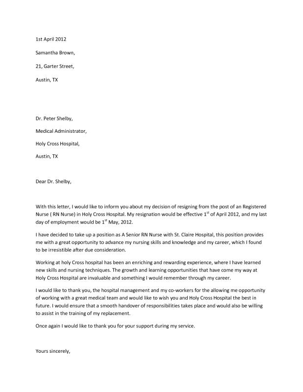 Rn Resignation Letter | Template Business