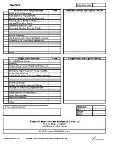 roofing estimate templates handyman invoice template