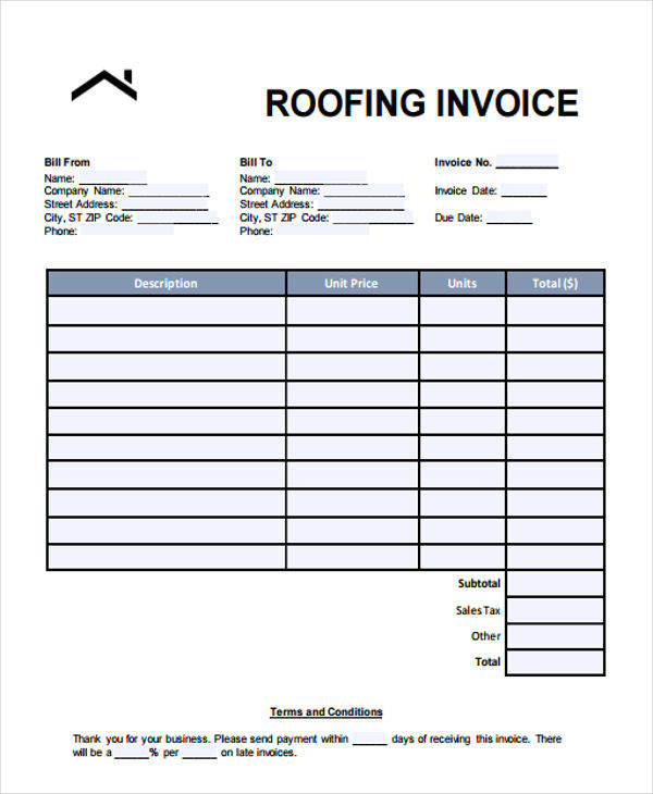 roofing estimate templates