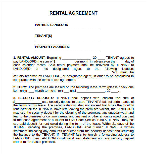 room leasing agreement