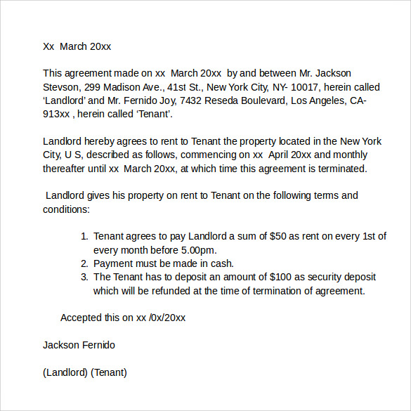 room leasing agreement