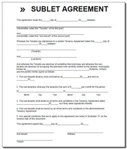 room leasing agreement waterloo sublet agreement