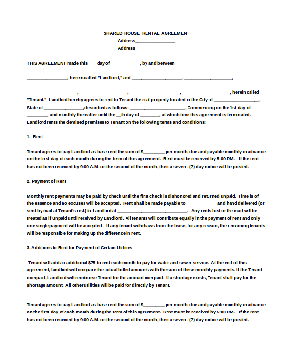 room rental agreement doc