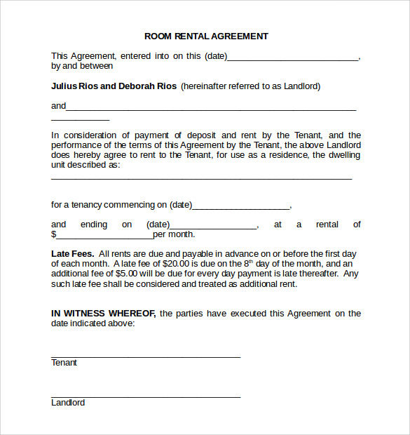 room rental agreement doc