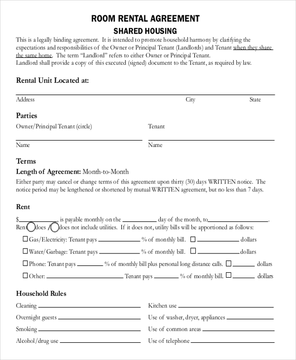 room rental agreement doc