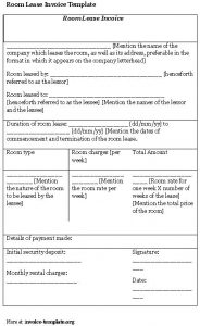 room rental agreement template room lease invoice template