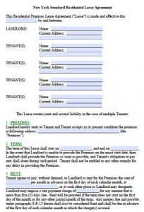 roommate agreement form new york standard residential lease agreement version x