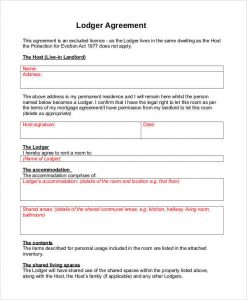 roommate contract template lodger agreement template