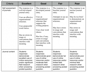 rubric template word field journal rubric update