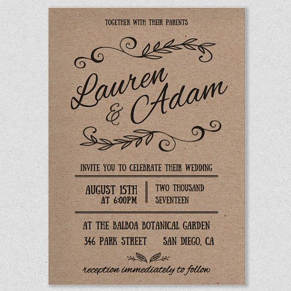 rustic wedding invites templates