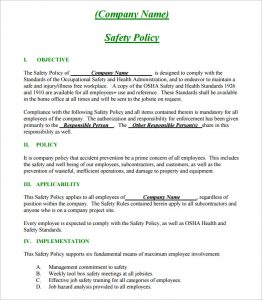 safety plan template construction safety policy plan template