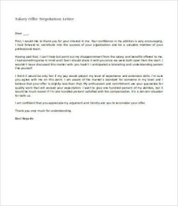 salary negotiation letter salary offer negotiation letter