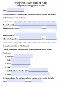 sales agreement template virginia boat bill of sale x