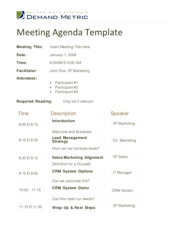 Sales Meeting Agenda  Template Business