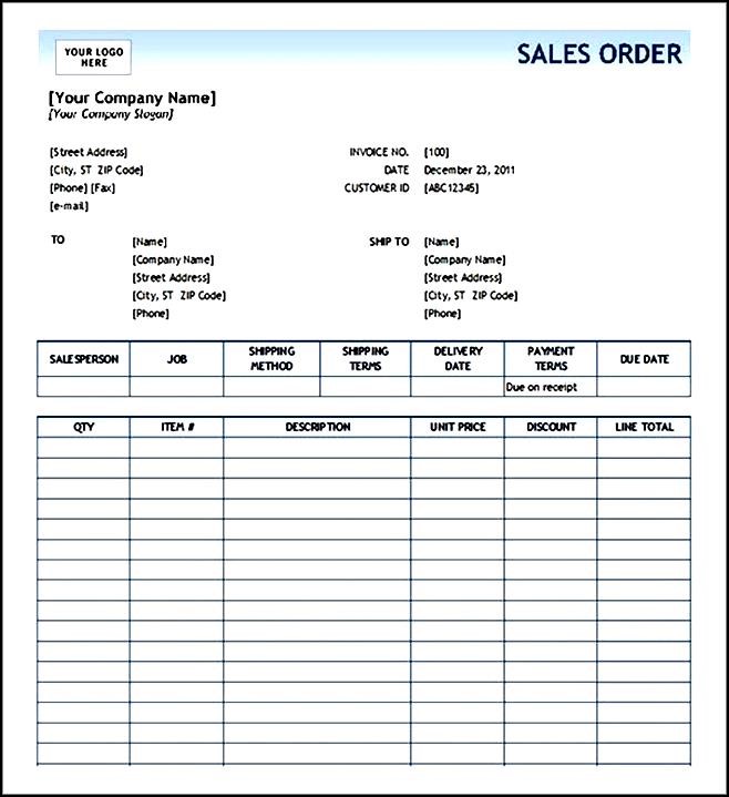 sales order form