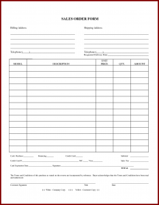 sales order form sales order form template