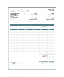 sales order form sales order form template