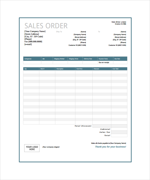 sales order form