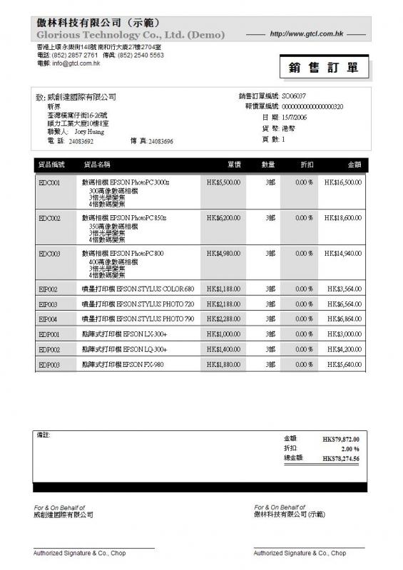 sales order format