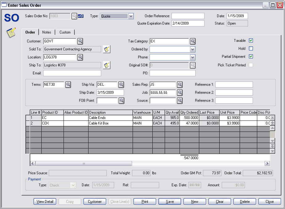 sales order forms