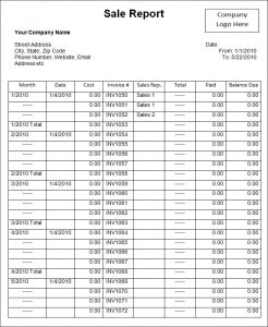 sales report template sale report template