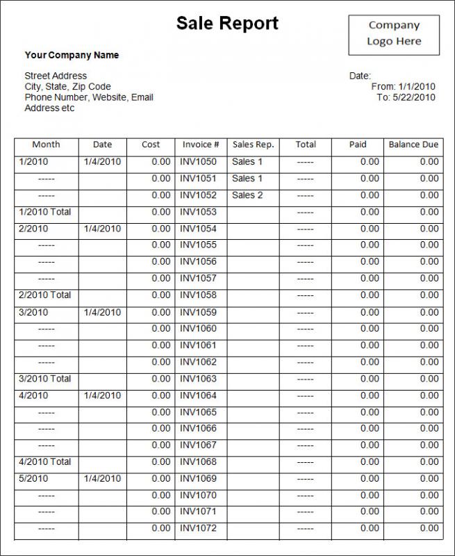 sales report template