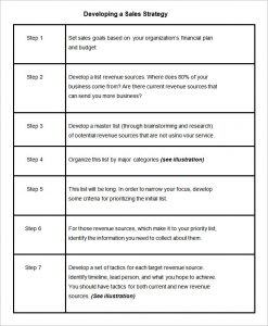 sales strategy example sample sales strategy template pdf download