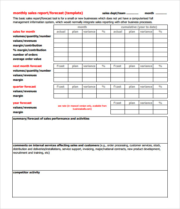 salesman report template