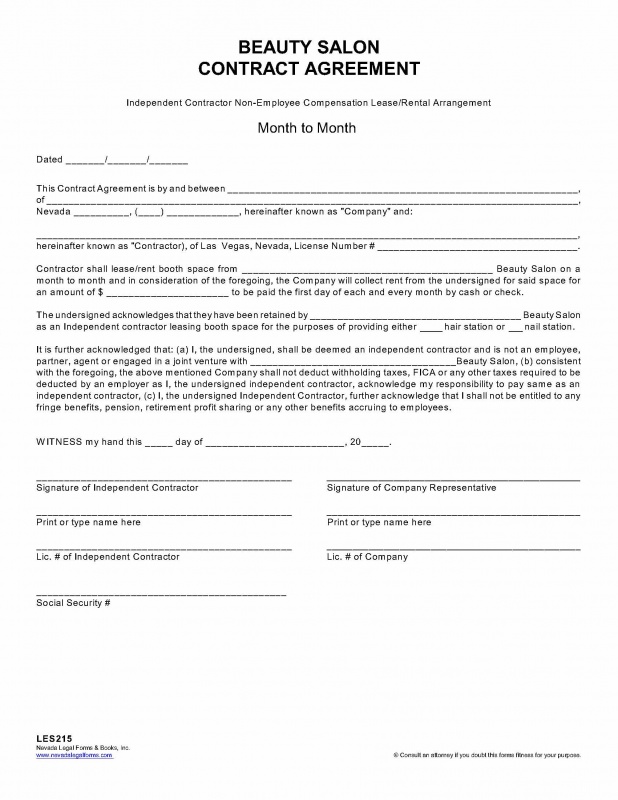 Salon Booth Rental Agreement Template Business