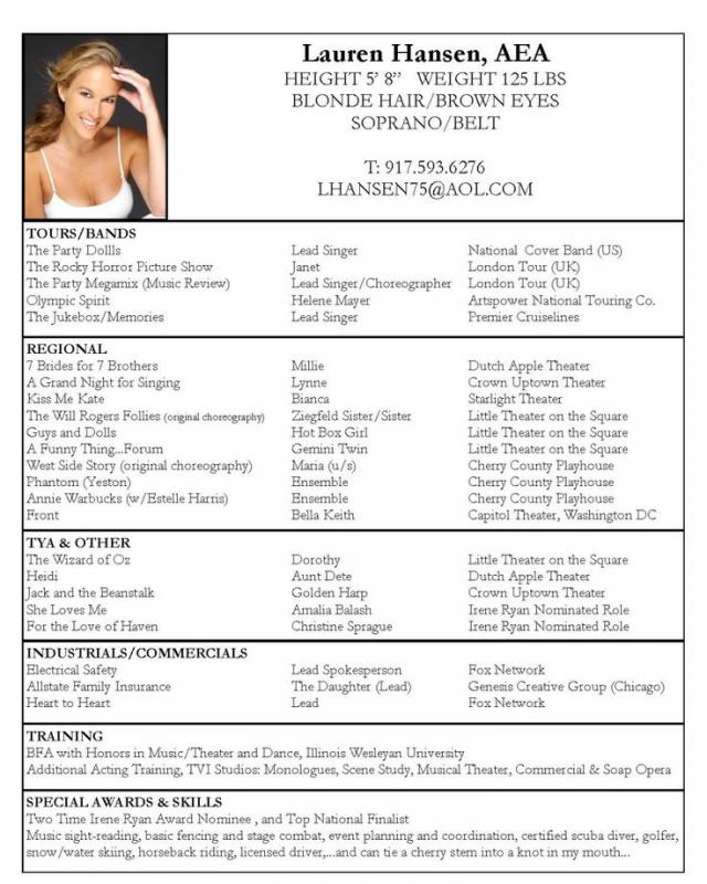 sample acting resume