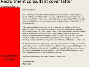 sample application for employment recruitment consultant cover letter