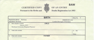 sample birth certificate birth certificate sample