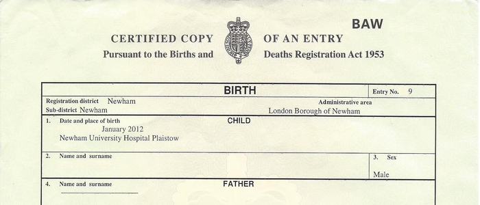 sample birth certificate