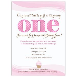 sample birthday invites little cupcake pink first birthday invitations p ccp z