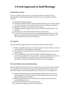 sample board meeting minutes a fresh approach to staff meetings handout