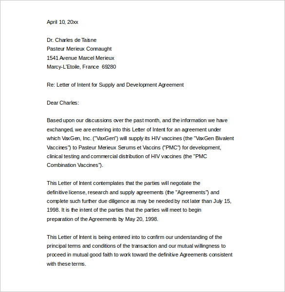 sample business letter