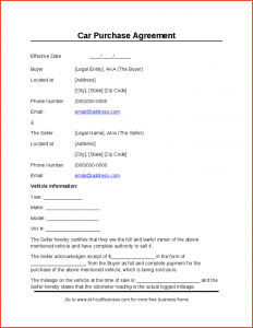 sample car bill of sale buyers agreement form auto purchase agreement