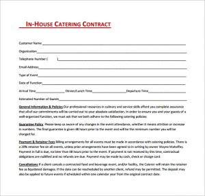 sample catering contract in house catering contract free download in pdf